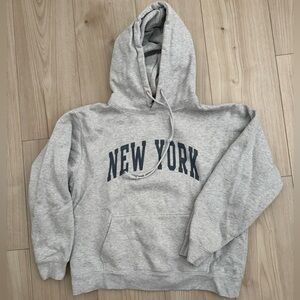 John Galt / Brandy Melville Heather Gray New York Hoodie (Navy Blue Lettering)